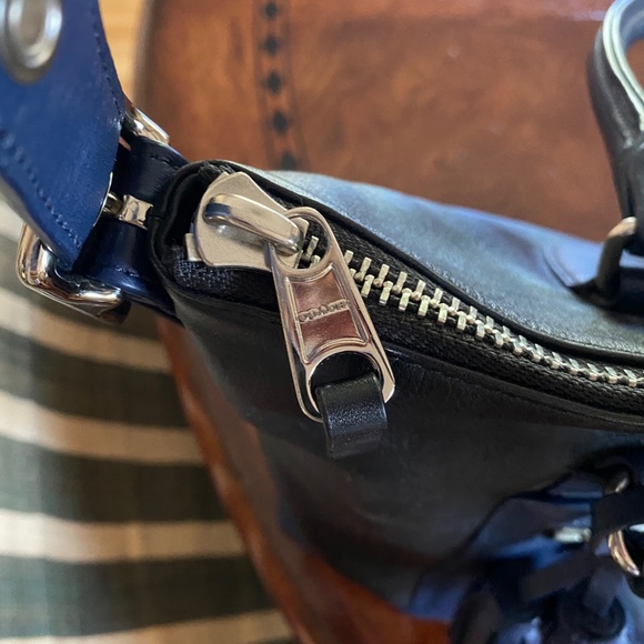 COACH G1220-19902 Legacy Rory Blue & Black Color Block leather XL Bag - Picture 6 of 14